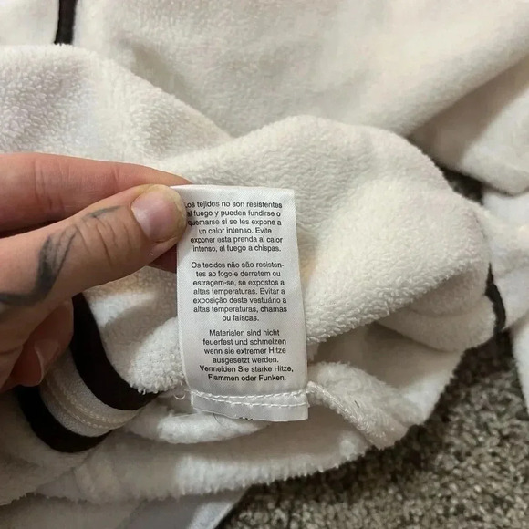 Columbia‎ Vintage Piped Full Zip Fleece Jacket Thermal Womens Ivory Brown Hooded - Picture 7 of 9